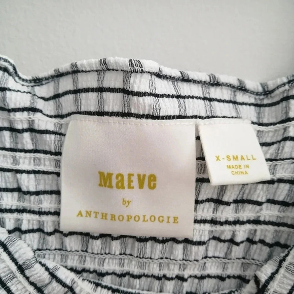 Anthropologie Maeve Gingham Plaid Smocked Ruffle Crop Blouse Flutter Sleeve XS - Picture 10 of 15